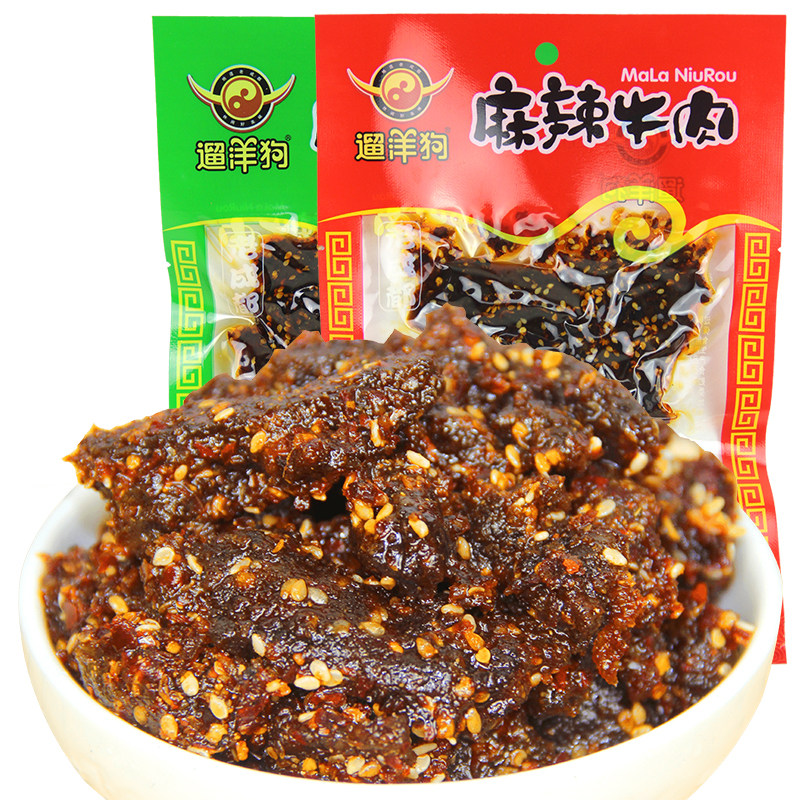 遛洋狗86g麻辣牛肉休闲零食青花椒味麻辣四川成都特产小吃
