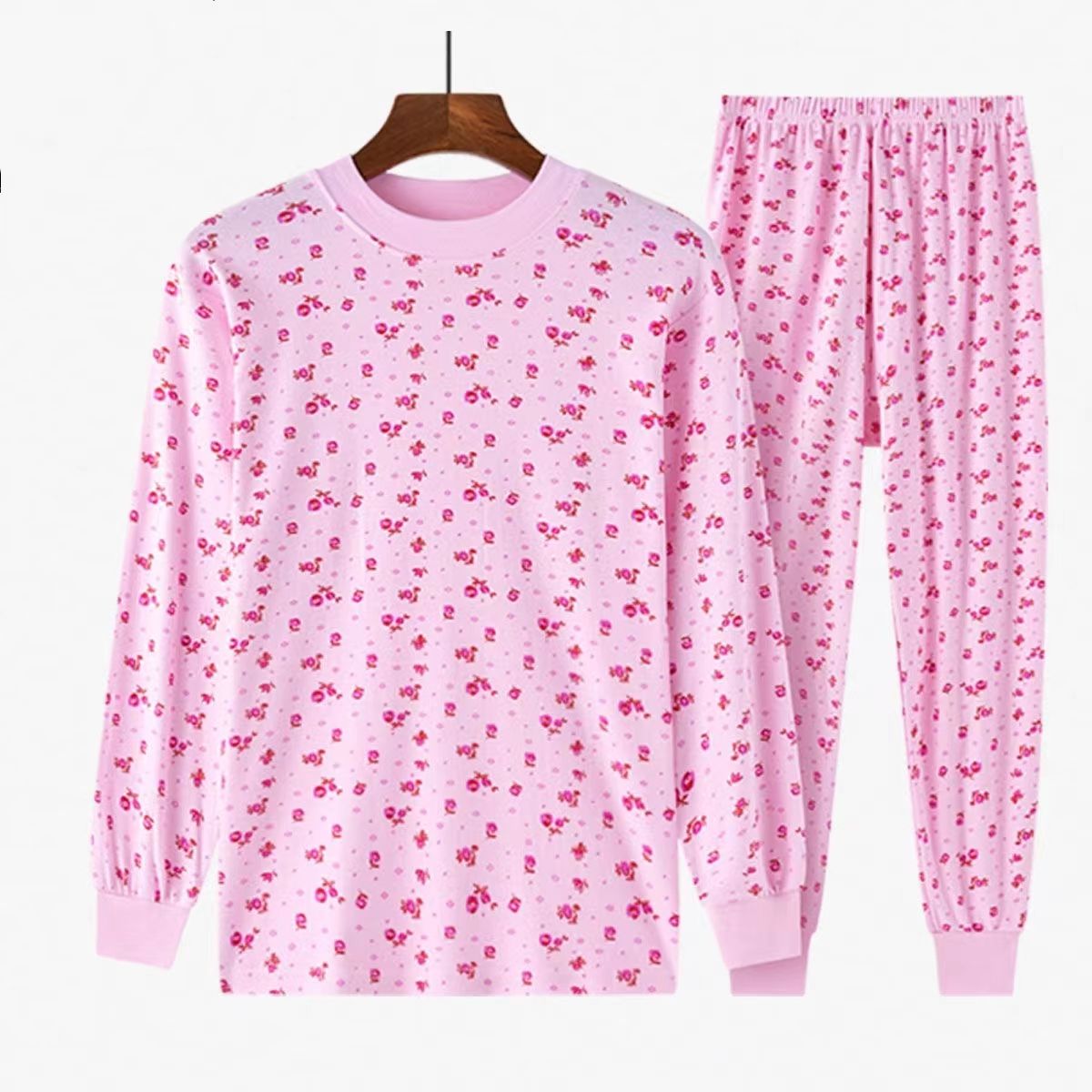 中老年人秋衣秋裤套装女妈妈棉毛衫奶奶纯棉大码宽松老式保暖内衣