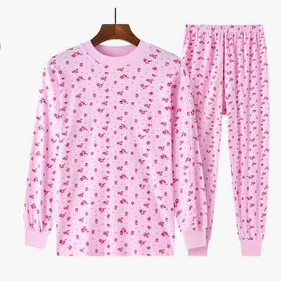 中老年人秋衣秋裤套装女妈妈棉毛衫奶奶纯棉大码宽松老式保暖内衣