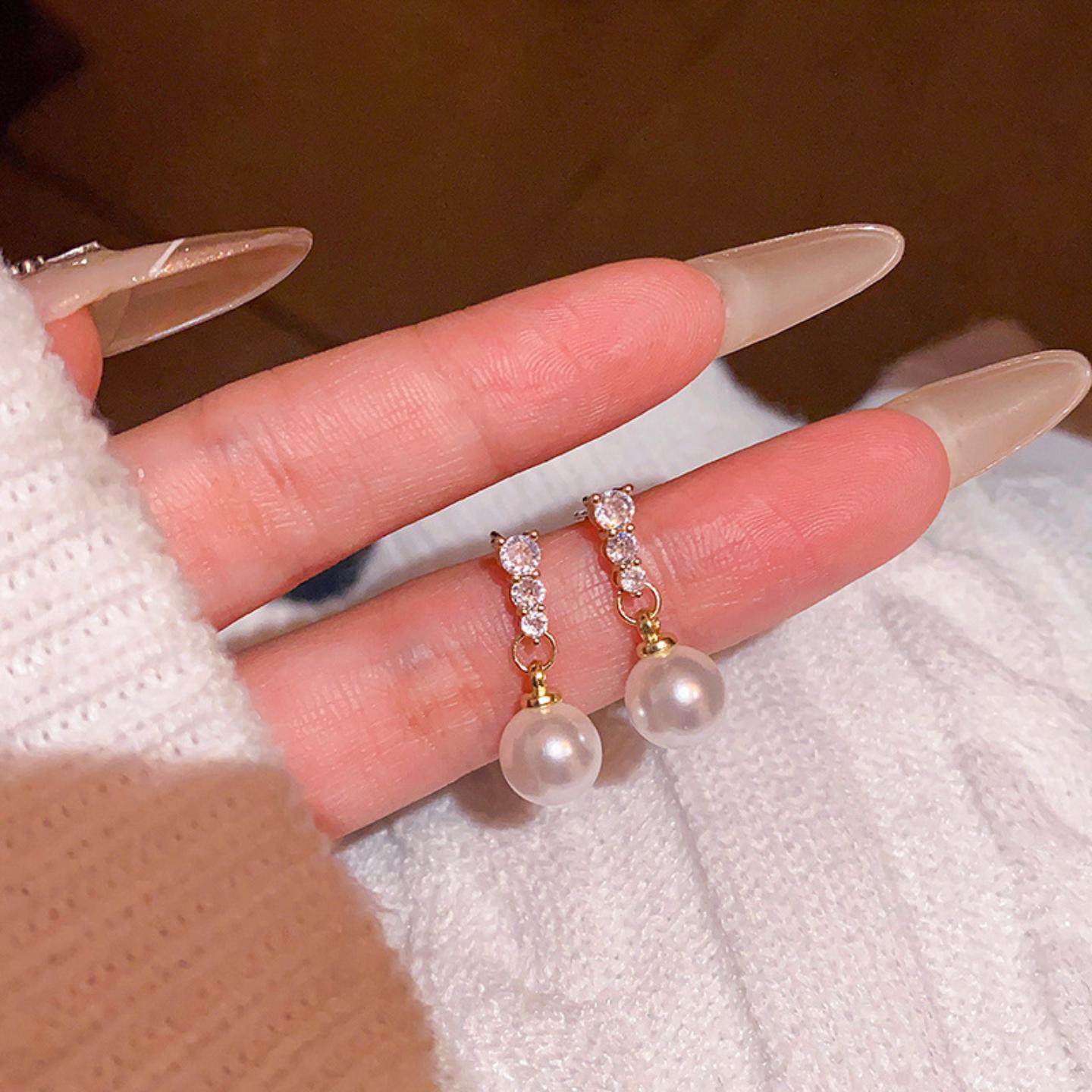 名尚家轻奢小众精致锆石耳钉女时尚百搭气质珍珠吊坠耳环网红耳饰,饰品/流行首饰/时尚饰品新,耳钉,淘宝优惠券,粉丝福利购,淘宝优惠卷