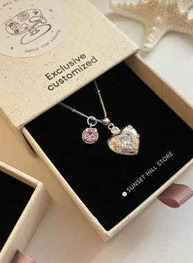 小红书同款爆闪锆石爱心吊坠项链