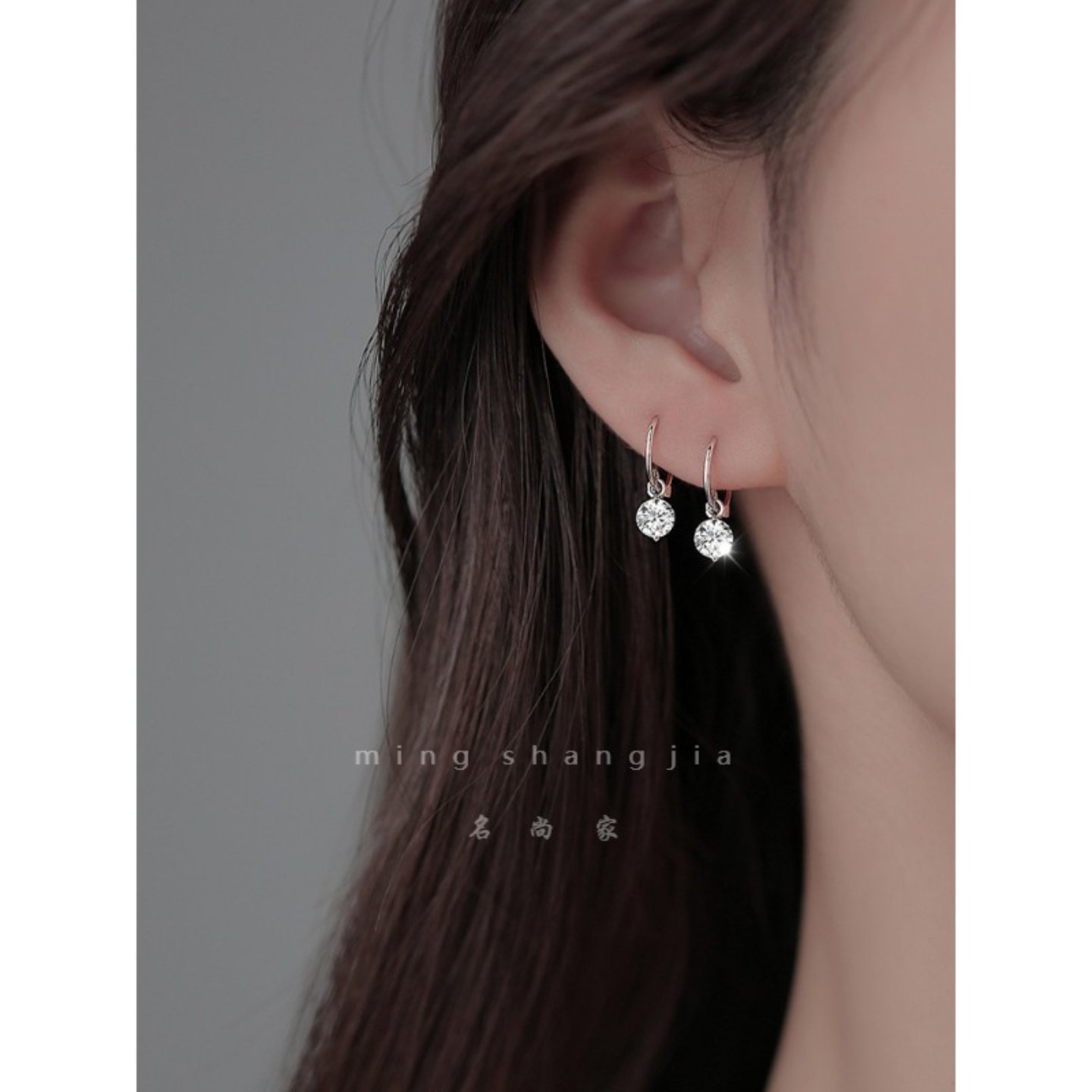 925纯银钻耳圈小众新款夏季耳饰