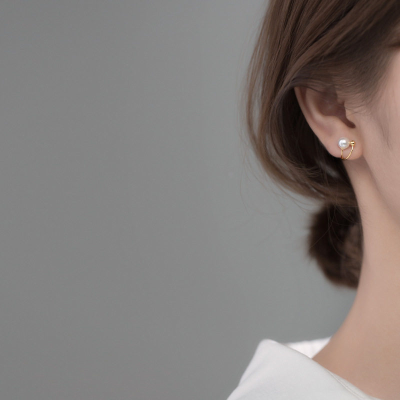 无耳洞耳夹女高级感仙气森系超仙简约风珍珠耳饰耳挂鱼嘴夹耳骨夹
