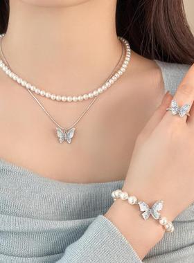 轻奢小众蓝晶石蝴蝶气质高级感