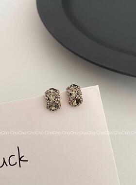 msj黑色锆石耳钉女轻奢精致高级感复古简约耳环2026新款C型耳饰品