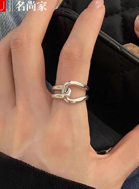 几何线条交叉戒指女冷淡风简约