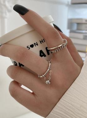 韩版S925镀银链条流苏戒指女复古