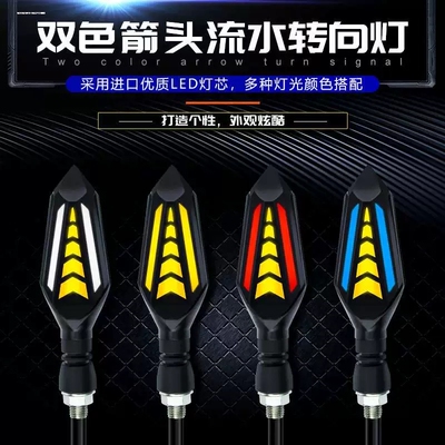 摩托车led流水转向灯地平线助力车街跑车改装12v通用转向灯信号灯