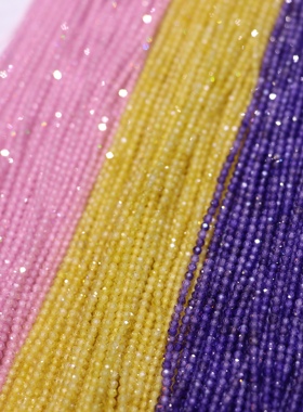 天然紫色锆石2mm锆石切面刻面散珠 硬抛切角足球面半成品粉色锆石