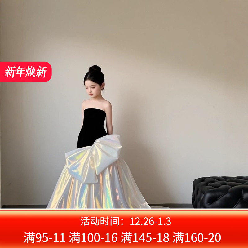 中大童高端T台走秀晚礼服2025新款洋气女童主持人钢琴演出连衣裙