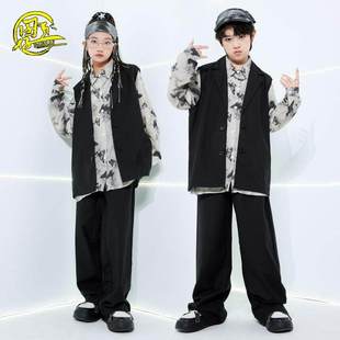 儿童街舞潮服男女童西服马甲套装少儿locking机械舞表演服走秀服