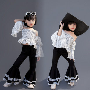 摇滚女童年喇叭裤复古时尚个性演出服-80机车90潮服风港风走秀T台