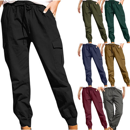 Women's Casual Fashion Pocket Cargo Pants High-Waist工装女裤
