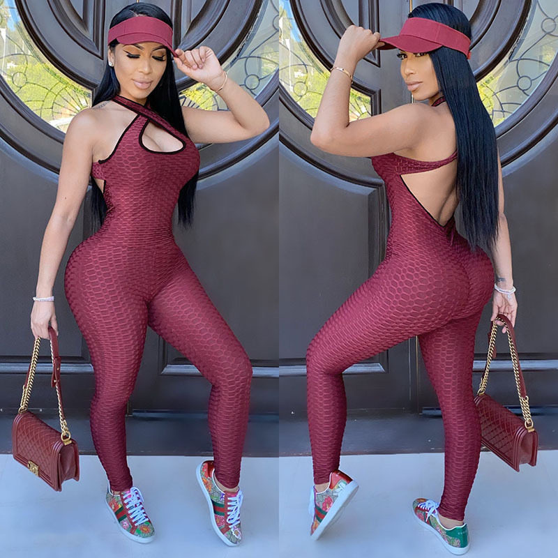 女休闲瑜伽运动鱼鳞布连体裤 Sports fish scale fabric jumpsuit