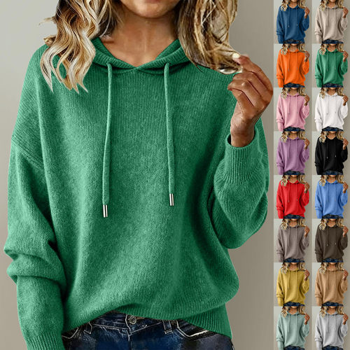 New women's hoodie sweater in solid color 女连帽毛衣纯色上衣