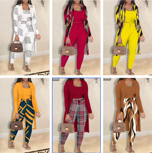 Women’s Fashion Printed Jacket and Pants Set 女时尚外套套装