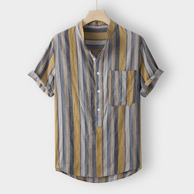 Ethnic Male Tops Men Casual Shirts Short Sleeve Summer Fash