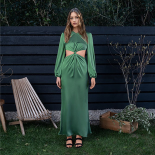 hollow out Sexy dress lace long 露背系带镂空长裙 backless