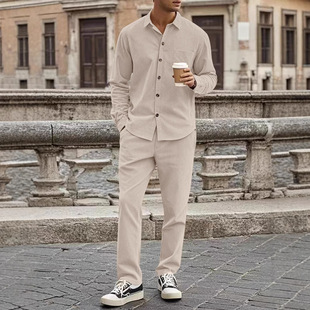 New 长裤 and Casual 套装 Pants Set 男休闲衬衫 Long Men Shirt
