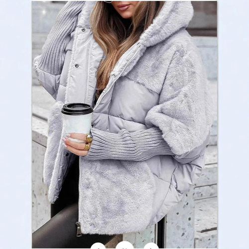 Women's Loose-Fit New Patchwork Cotton Jacket 女拼接棉服外套