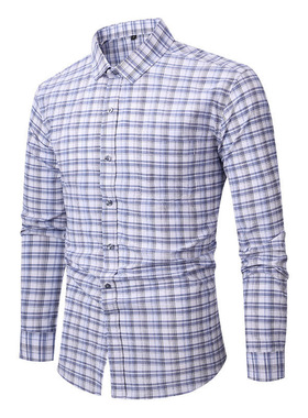 Men's Fashion Plaid Casual Long-Sleeve Shirt格子休闲长袖衬衫