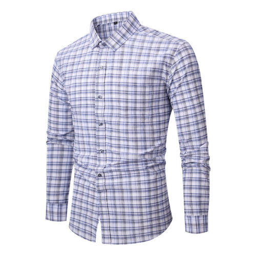 Men's Fashion Plaid Casual Long-Sleeve Shirt格子休闲长袖衬衫
