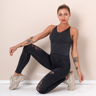 sticking hip suits套装 2022 fitness fashion trendy hole yoga