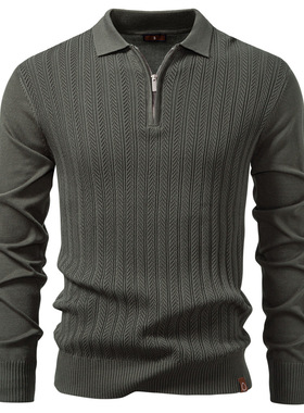 New Men's Long-Sleeve Business Casual Knit Sweater休闲针织衫