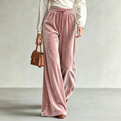 New Women's Casual Wide-Leg High-Waist Pants女休闲阔腿裤长裤