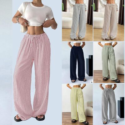 Women's New Striped Wide-Leg Casual Pants 女新款条纹休闲长裤