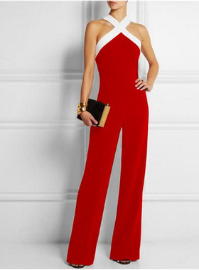 Fashion Sexy Halter Neck Off Shoulder Long Women Jumpsuit