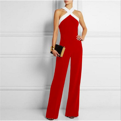 Fashion Sexy Halter Neck Off Shoulder Long Women Jumpsuit
