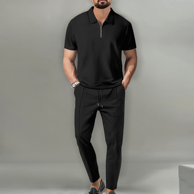 Men's polo shirt short-sleeve collared T-shirt set男短袖套装