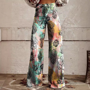 Casual Wide 印花休闲阔腿裤 Fashion 时尚 Printed Pants New Leg