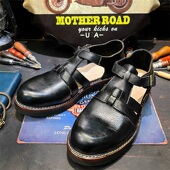 固特异真皮厚底商务休闲手工凉皮鞋 男全黑色包头罗马头层牛皮凉鞋