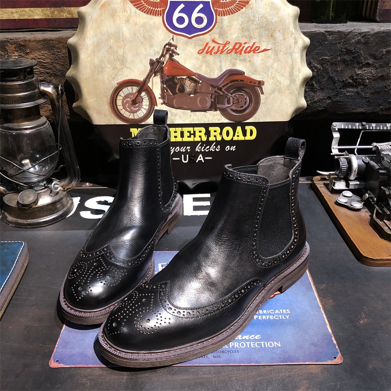 商务休闲中帮切尔西皮鞋男鞋潮流