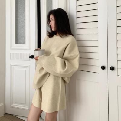 秋季韩版慵懒风宽松圆领时尚套装