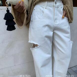 女 双侧破开设计牛仔裤 ALLIN 2025年早春新款