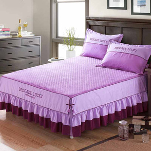 纯棉夹棉床裙单件全棉床笠式 防滑床罩防尘床套加厚三件套床围裙罩