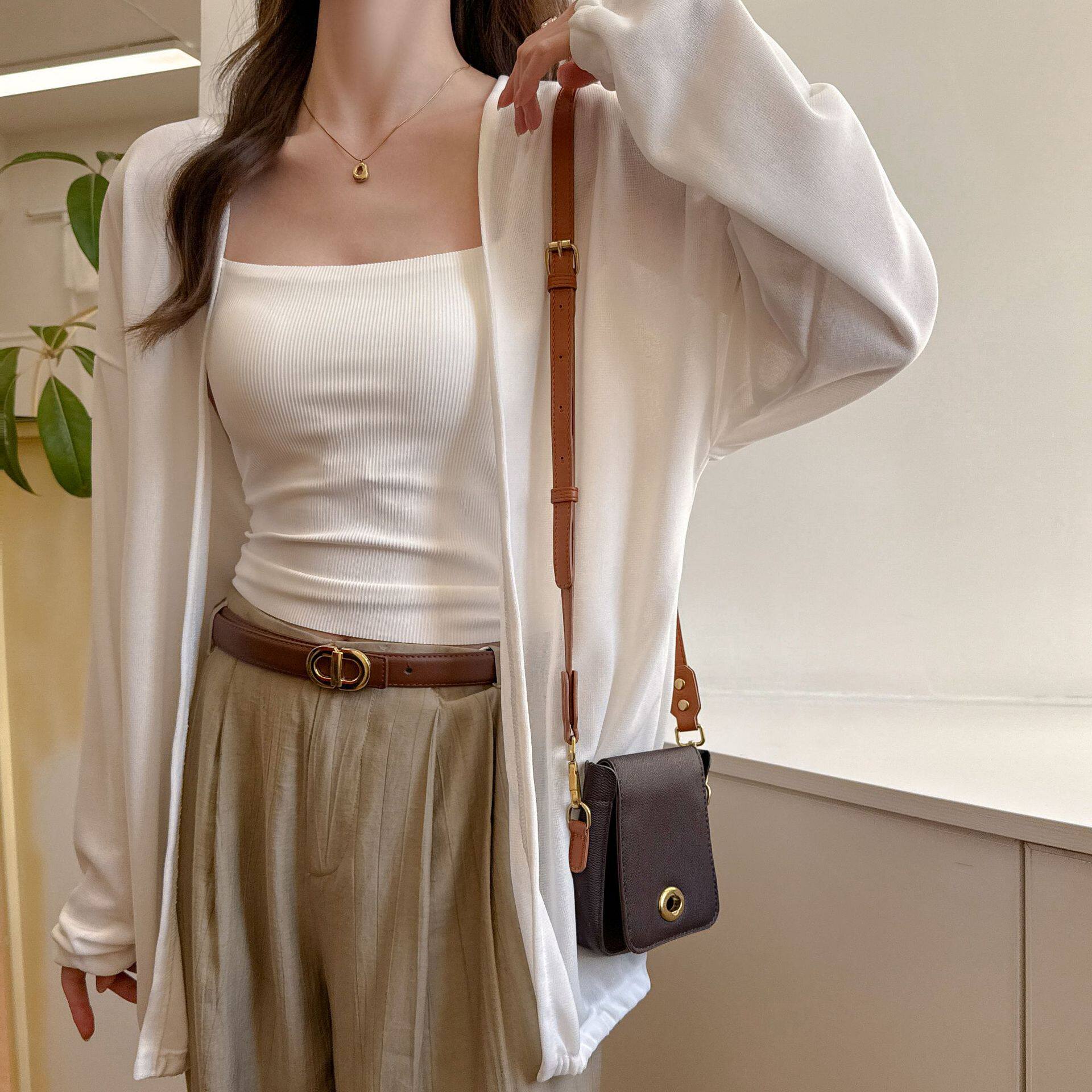 严选韩系简约针织开衫女春夏季薄款宽松休闲防晒空调衫慵懒风上衣
