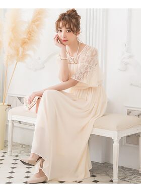 蕾丝伴娘团礼服喇叭袖结婚连衣裙