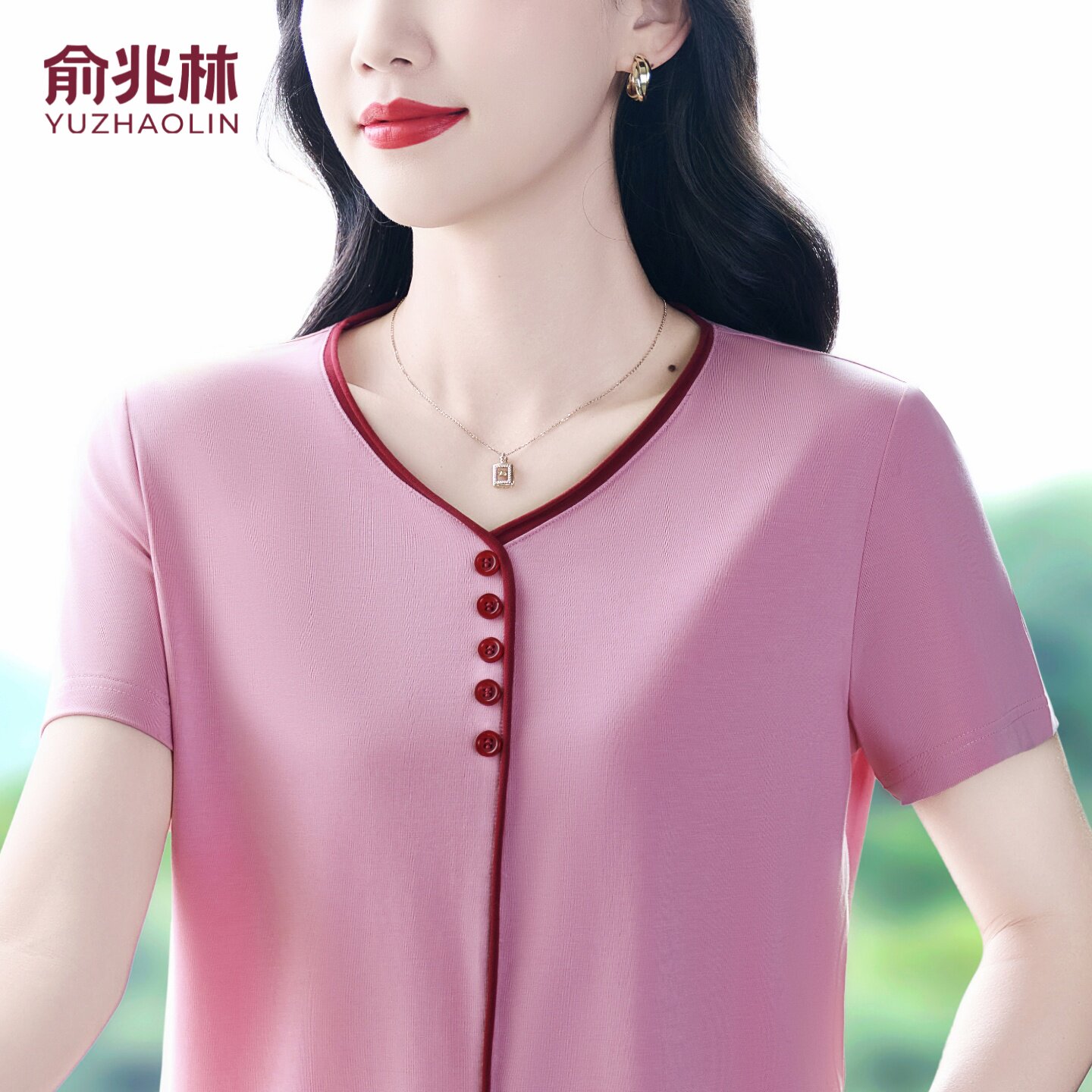 俞兆林妈妈夏装短袖T恤2026新款中老年女装薄款宽松上衣针织小衫