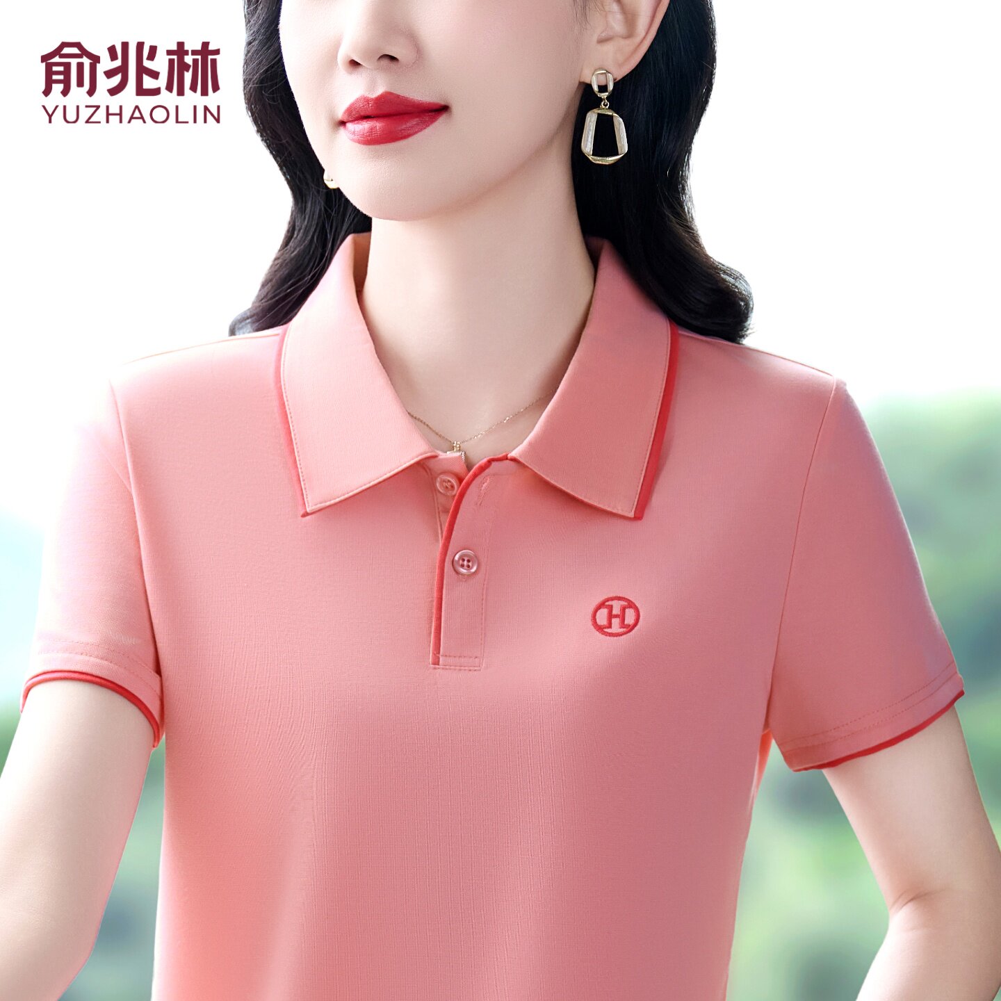 俞兆林高端短袖T恤女夏季小个子独特漂亮上衣服巨显瘦短款POLO衫