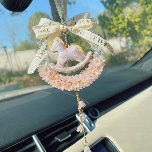 马年马到成功摇摇马铃兰花车挂宋锦汽车后视镜挂饰车吊坠女生礼物