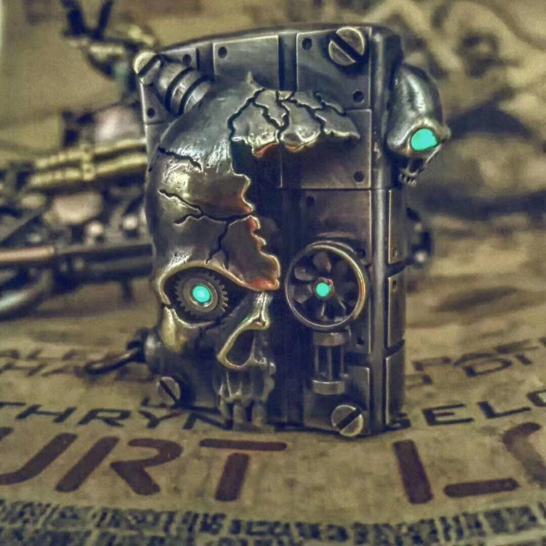 打火机zippo正版朋克骷髅zoop芝宝外壳煤油重盔甲限量版男士送礼