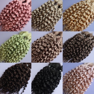 进口精梳小卷马海毛发排小布/BJD6分ob11泡面卷马海毛假发羊毛