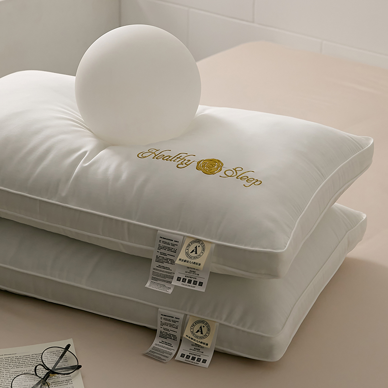 通用单人枕羽丝绒刺绣柔软舒适