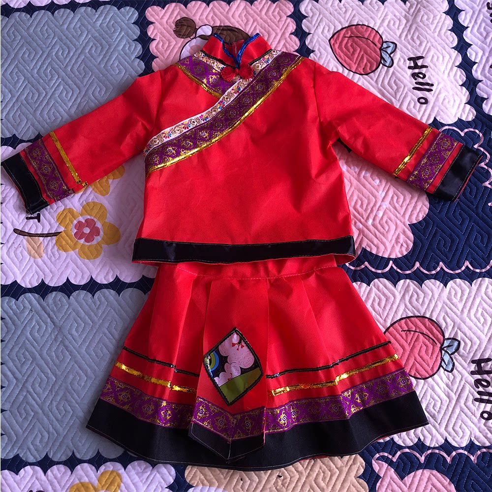 儿童民族环保表演服壮族苗族傣diy衣服手工材料衣服舞台走秀服装