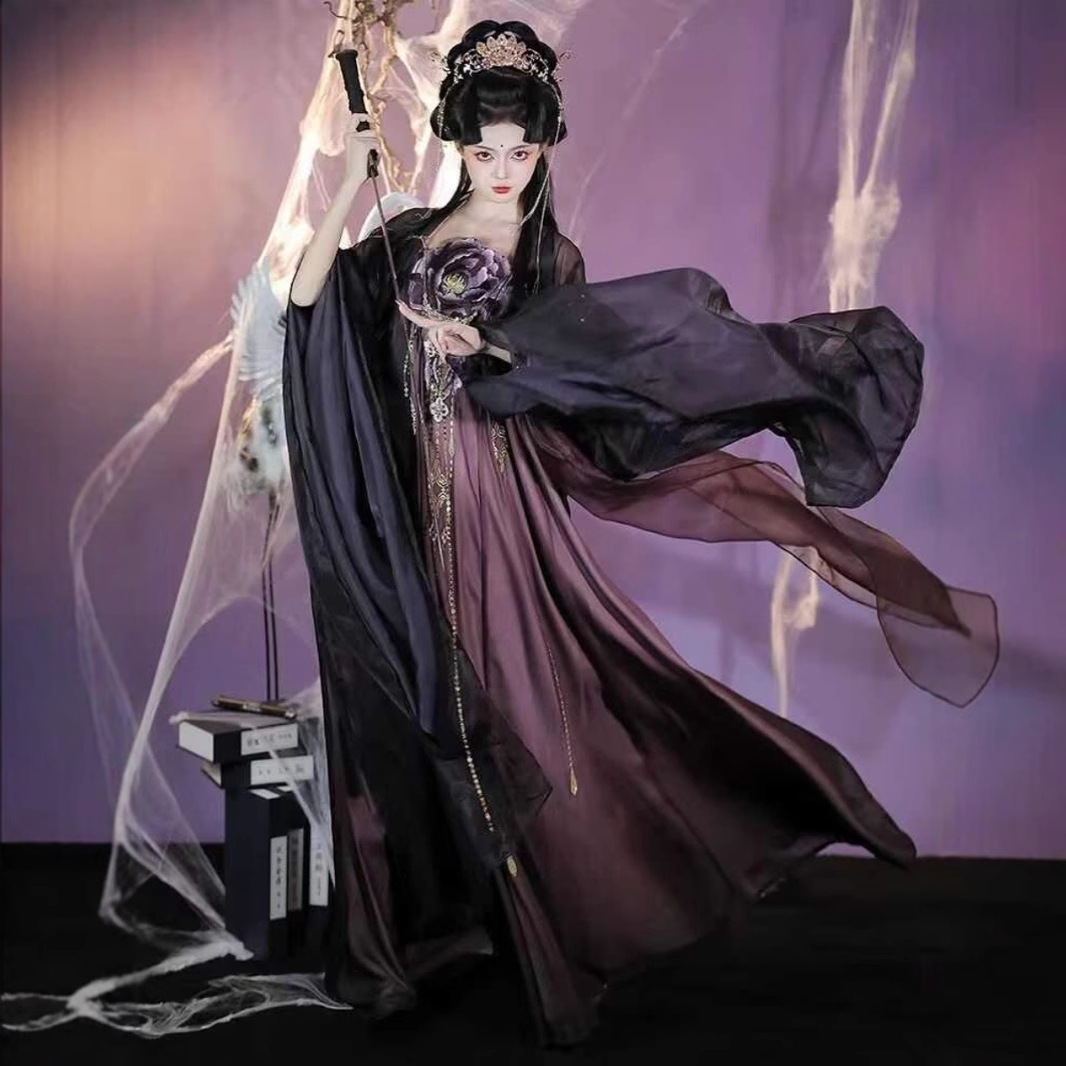 闺梦令黑牡丹诃子裙汉服女汉元素夏季款超仙刺绣诃子裙套装