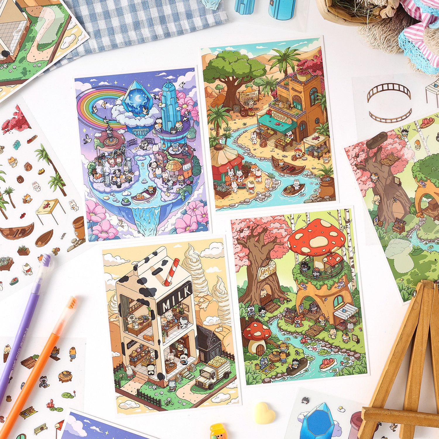 悦真绿洲之旅系列造景贴纸微缩场景沙途果驿陨星法坛3D立体小屋贴画沉浸式手帐手工diy儿童玩具女孩新年礼物,文具电教/文化用品/商务用品,贴纸/立体贴纸,淘宝优惠券,粉丝福利购,淘宝优惠卷